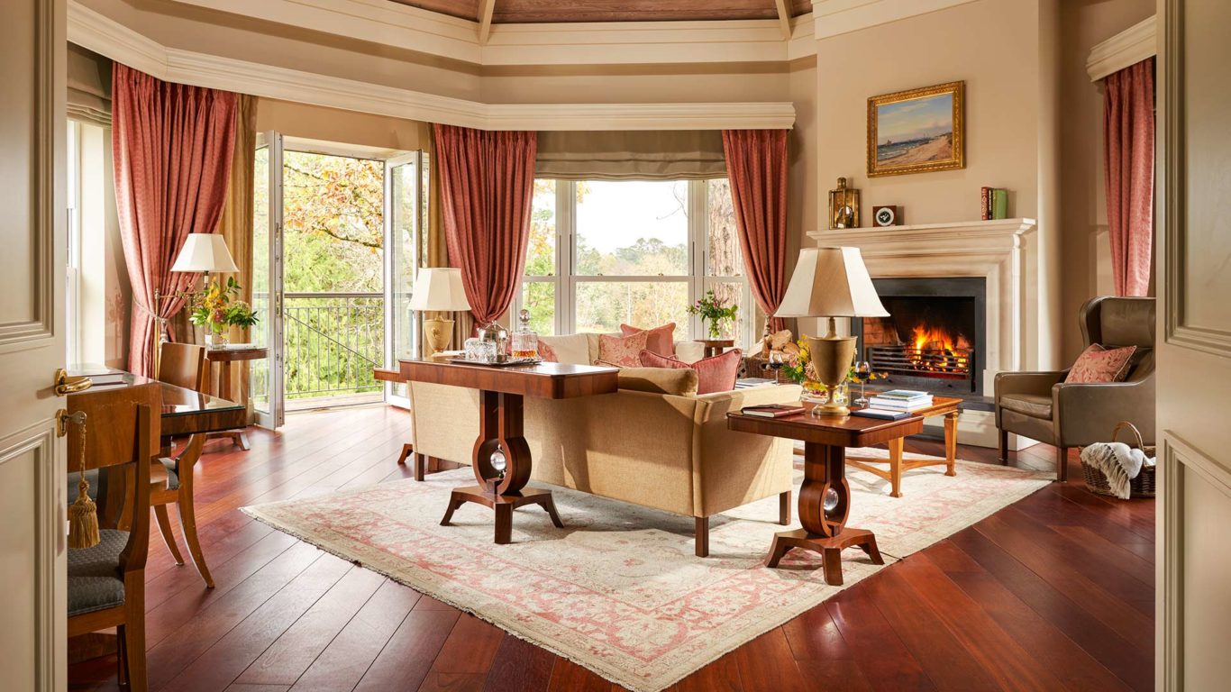 The large living room area in The Falls Master Suite